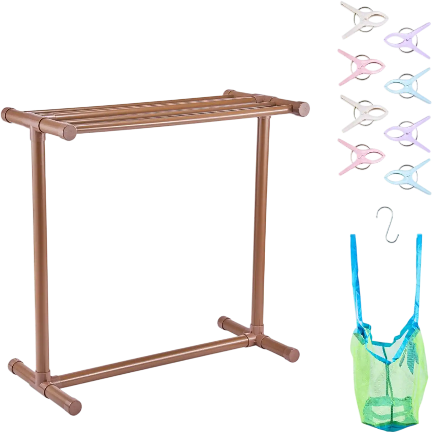 Vevor Towel Rack 5-Bar Outdoor Poolside Freestanding Brown New