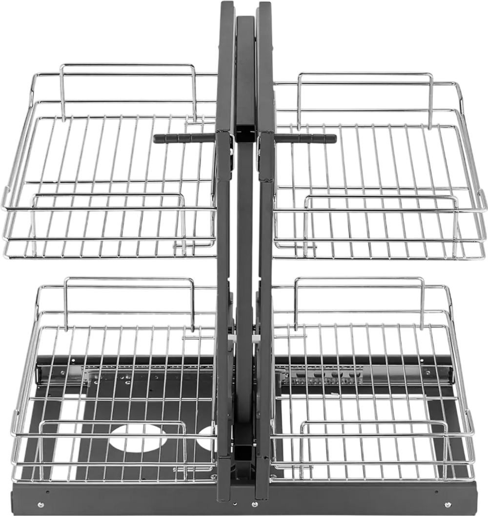 VEVOR Min 15"W Opening Blind Corner Pull Out Organizer, 2 Tier 4 Shelf Kitchen Cabinet Organizer, Chrome Carbon Steel Storage Basket, Slide Out Storage Organizer, Left & Right Open Compatible