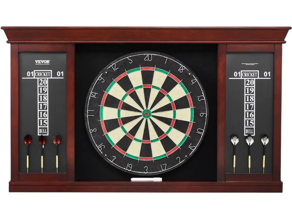 VEVOR Dartboard and Cabinet Set, Ready-to-Play Bundle Official Size Dartboard Cabinet Set, Steel Tip Dart Cabinet, Features Easy Assembly, Complete with All Accessories, Perfect for Cricket Games