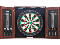 VEVOR Dartboard and Cabinet Set, Ready-to-Play Bundle Official Size Dartboard Cabinet, Steel Tip Dart Hideaway Cabinet, Features LED Light, Easy Assembly, Complete with All Accessory, for Cricket Game