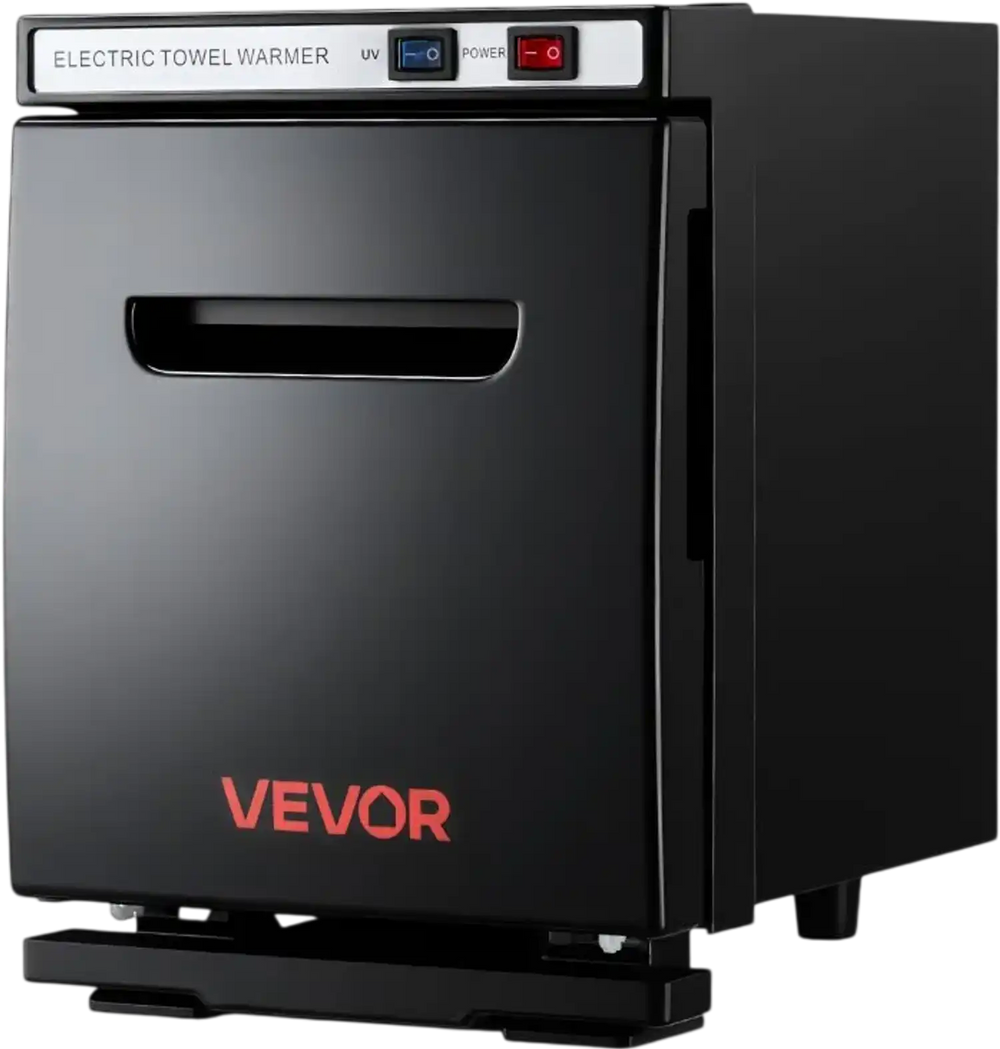 VEVOR Hot Towel Warmer, 1.1 gal Small Towel Warmer Cabinet with Clip & Stainless Steel Rack, Holds up 8-12 Towels, Portable All-Round Heating Cabinet for Spa, Barber, Manicures, Massage, Salon, Black
