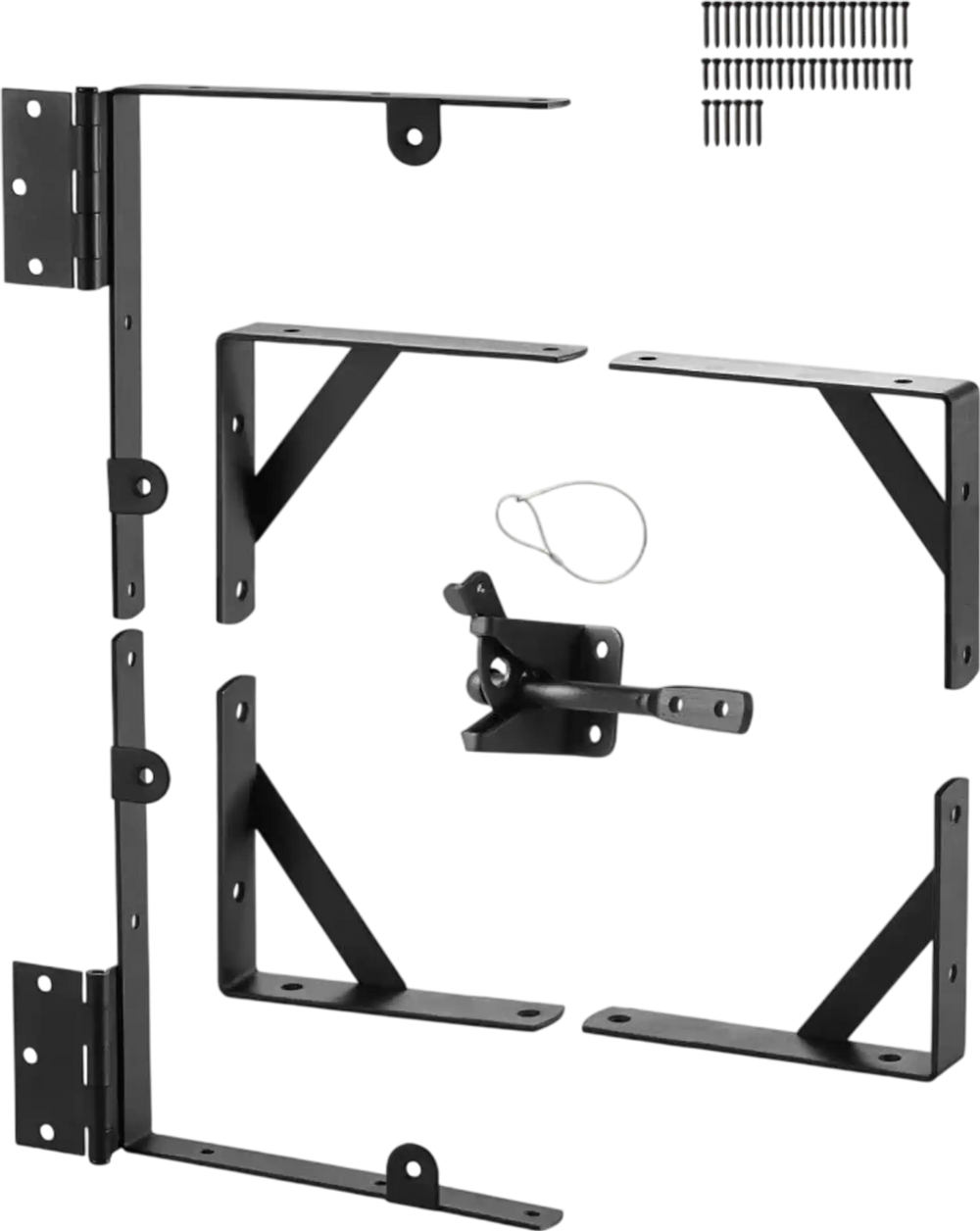VEVOR Gate Corner Brace Bracket, Anti Sag Gate Frame Hardware Kit, Gate Frame Brace Bracket with Latch Lock Rope, Latch Lock, for Shed Doors, Corral Gates, Driveway Gates, Wood Windows, Iron, Black