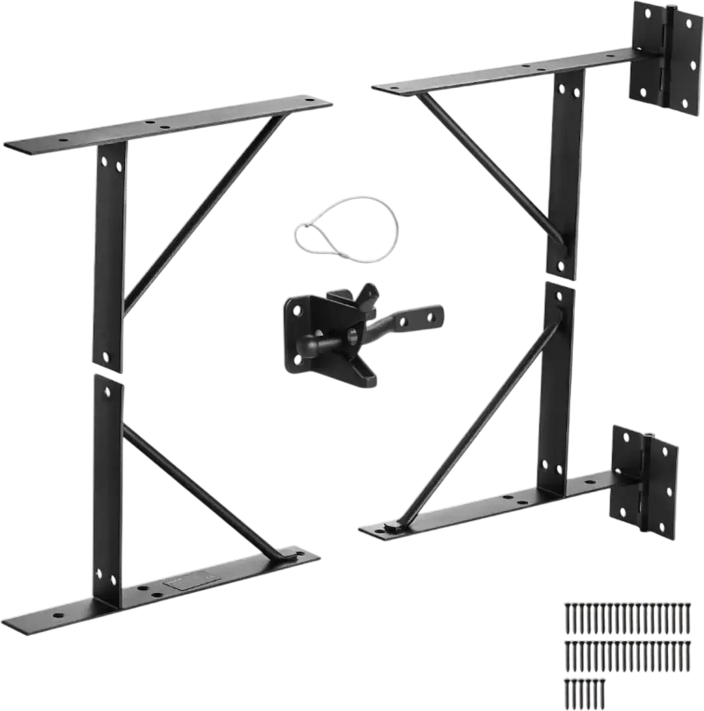 VEVOR Gate Corner Brace Bracket, Anti Sag Gate Frame Hardware Kit, Gate Frame Brace Bracket with Latch Lock, Latch Lock Rope, for Shed Doors, Corral Gates, Driveway Gates, Stable Gates, Iron, Black