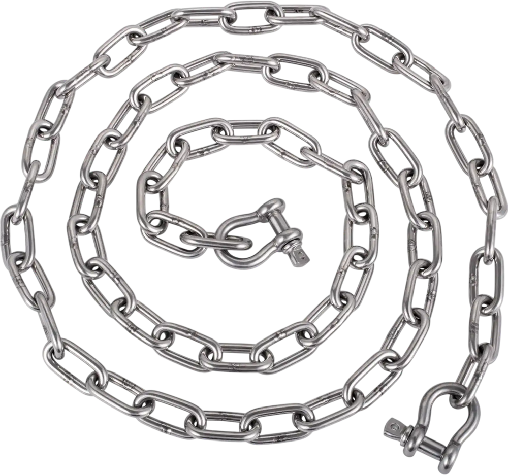 VEVOR Boat Anchor Chain, 5/16" x 20', 2373 lbs. WLL/7120 lbs. BS, 316 Stainless Steel Marine Grade Anchor Lead Chain with Dual Lock Ring Shackles for Boats, Deck, Fishing, Works with Different Anchors