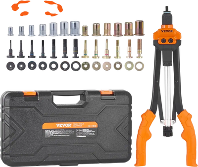 VEVOR Rivet Nut Tool, 16 inch Rivnut Tool Kit with 13PCS Metric and SAE Mandrels, 186PCS Rivet Nuts, Semi-auto Retraction, M3, M4, M5, M6, M8, M10, M12, 1/4-20, 5/16-18, 3/8-16, 1/2-13, 8-32, 10-24
