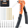 VEVOR Rivet Nut Tool Kit, 9-Inch One-Handed Rivnut Tool Kit, with 8 Mandrels, a Step Drill Bit and 80 Nuts, Metric and SAE Size M3, M4, M5, M6, 6-32, 8-32, 10-24, 1/4-20 UNC, with a Carrying Case