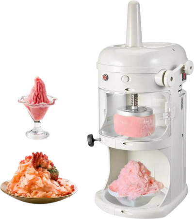 VEVOR Commercial Ice Shaver Crusher, 220lbs/hr Electric Fluffy Ice & Snow Cone Machine, 250W 1500RPM Tabletop Fluffy Shaved-Ice Machine for Parties Events Snack Bar, Home and Commercial Use (White)