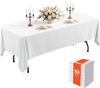 VEVOR Rectangular Tablecloths, 60 x 102 in 10 Pack, White Polyester Covers, for Party Wedding Banquet Festival, Washable, Reusable Table Cloth with Brushed Fabric, Neat Hems, Smooth Drape