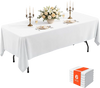 VEVOR Rectangular Tablecloths, 60 x 102 in 6 Pack, White Polyester Covers, for Party Wedding Banquet Festival, Washable, Reusable Table Cloth with Brushed Fabric, Neat Hems, Smooth Drape