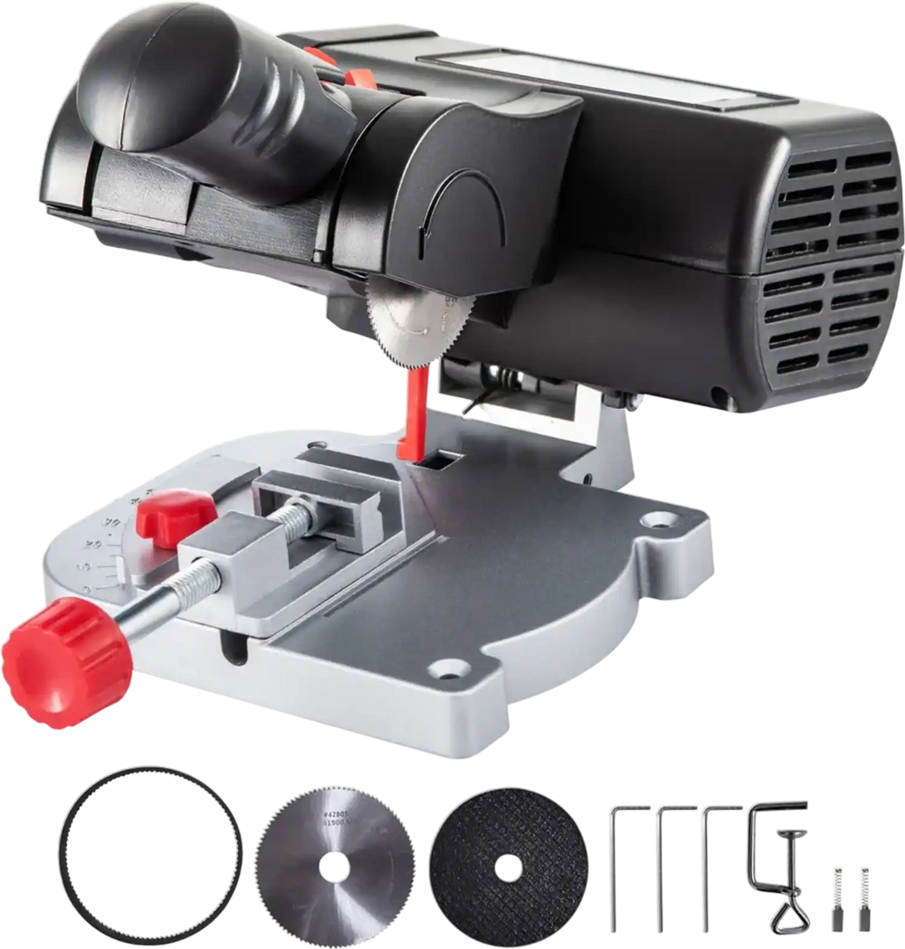 VEVOR Mini Miter Cut-off Chop Saw, Two 2-5/16\" Blade of Steel and Resin with 1/2inch Cutting Depth, 0-45° Benchtop Miter Saw for Copper, Aluminum, Wood, Zinc in Hobby Craft