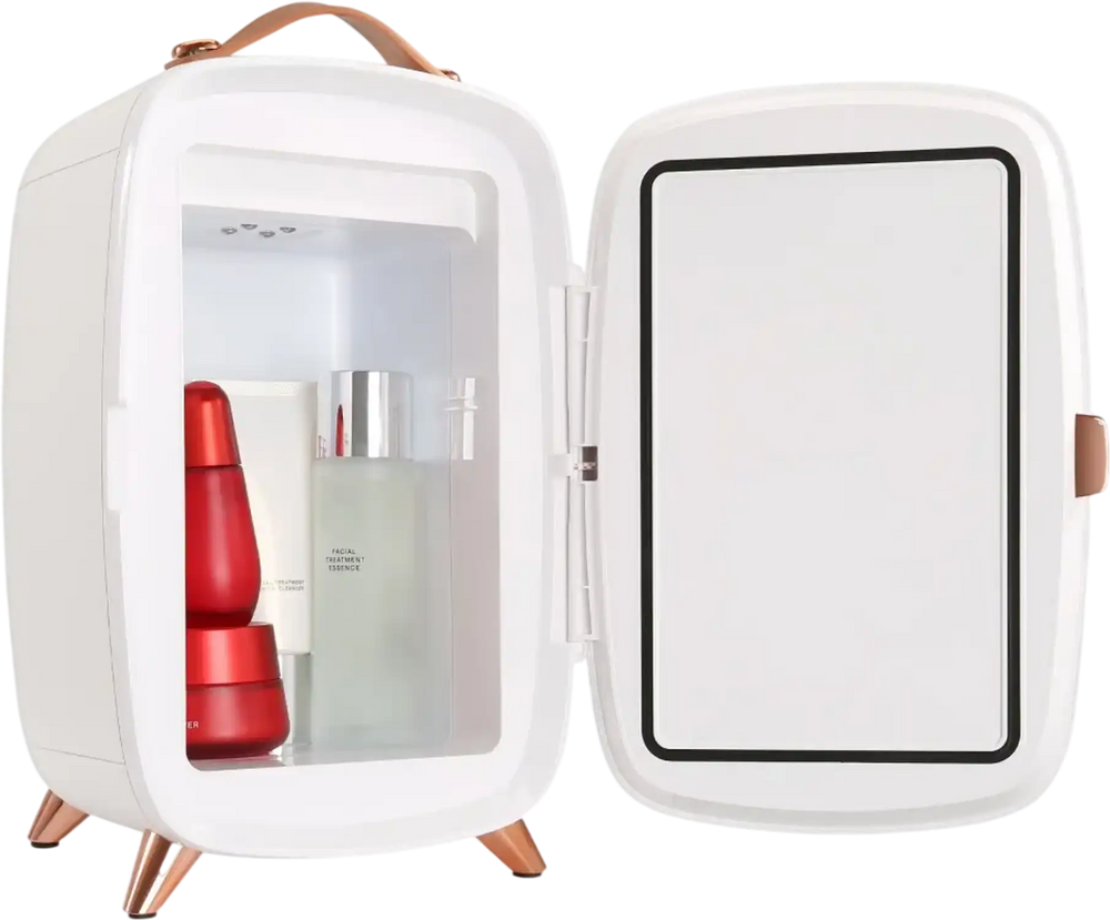 Vevor Mini Fridge for Bedroom, 6L Luxury Skin Care Fridges with Mirror and LED Light, AC/DC Cosmetic Fridge for Office Dorm Car, Small Makeup Refrigerator for Beauty Face Mask Beverage Chill, White