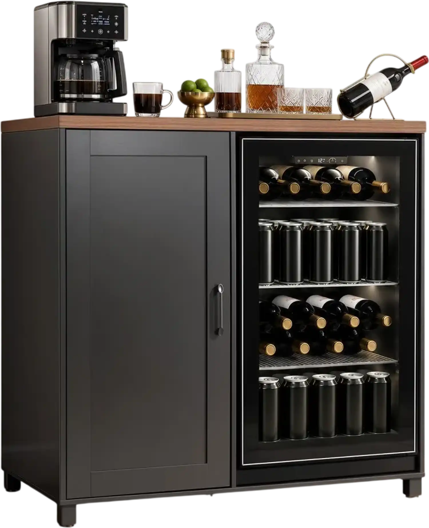 Vevor Coffee Bar Cabinet with Mini Fridge Space 39.4