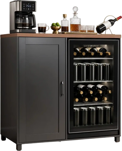Vevor Coffee Bar Cabinet with Mini Fridge Space 39.4