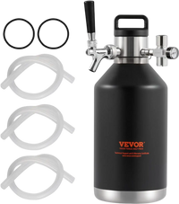 VEVOR Beer Growler Tap System, 128Oz 4L Mini Keg, 304 Stainless Steel Pressurized Beer Growler, Keg Growler with Pressure Display, CO2 Regulator Faucet, Leak-Proof Ring For Draft, Homebrew, Craft Beer