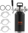 VEVOR Beer Growler Tap System, 64Oz 1.89L Mini Keg, 304 Stainless Steel Pressurized Beer Growler, Keg Growler with Pressure Display, CO2 Regulator Faucet, Leak-Proof Ring For Draft Homebrew Craft Beer