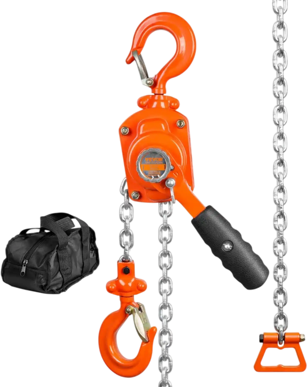 VEVOR Manual Lever Chain Hoist, 1/2 Ton 1100 lbs Capacity 5 FT Come Along, G80 Galvanized Carbon Steel with Weston Double-Pawl Brake, Auto Chain Leading & 360° Rotation Hook, for Garage Factory Dock