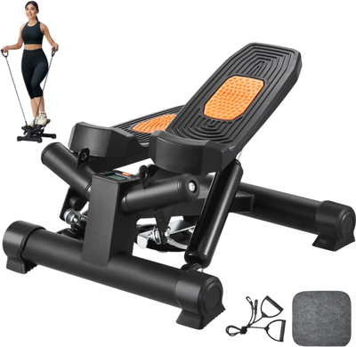 VEVOR Stair Stepper, Mini Stepper for Exercise at Home, Hydraulic Fitness Twist Stepper with Resistance Bands, Full Body Workout Cardio Equipment, Stair Climber with LCD Monitor, 330LBS Load Capacity