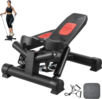 VEVOR Stair Stepper, Mini Stepper for Exercise at Home, Hydraulic Fitness Twist Stepper with Resistance Bands, Full Body Workout Cardio Equipment, Stair Climber with LCD Monitor, 330LBS Load Capacity