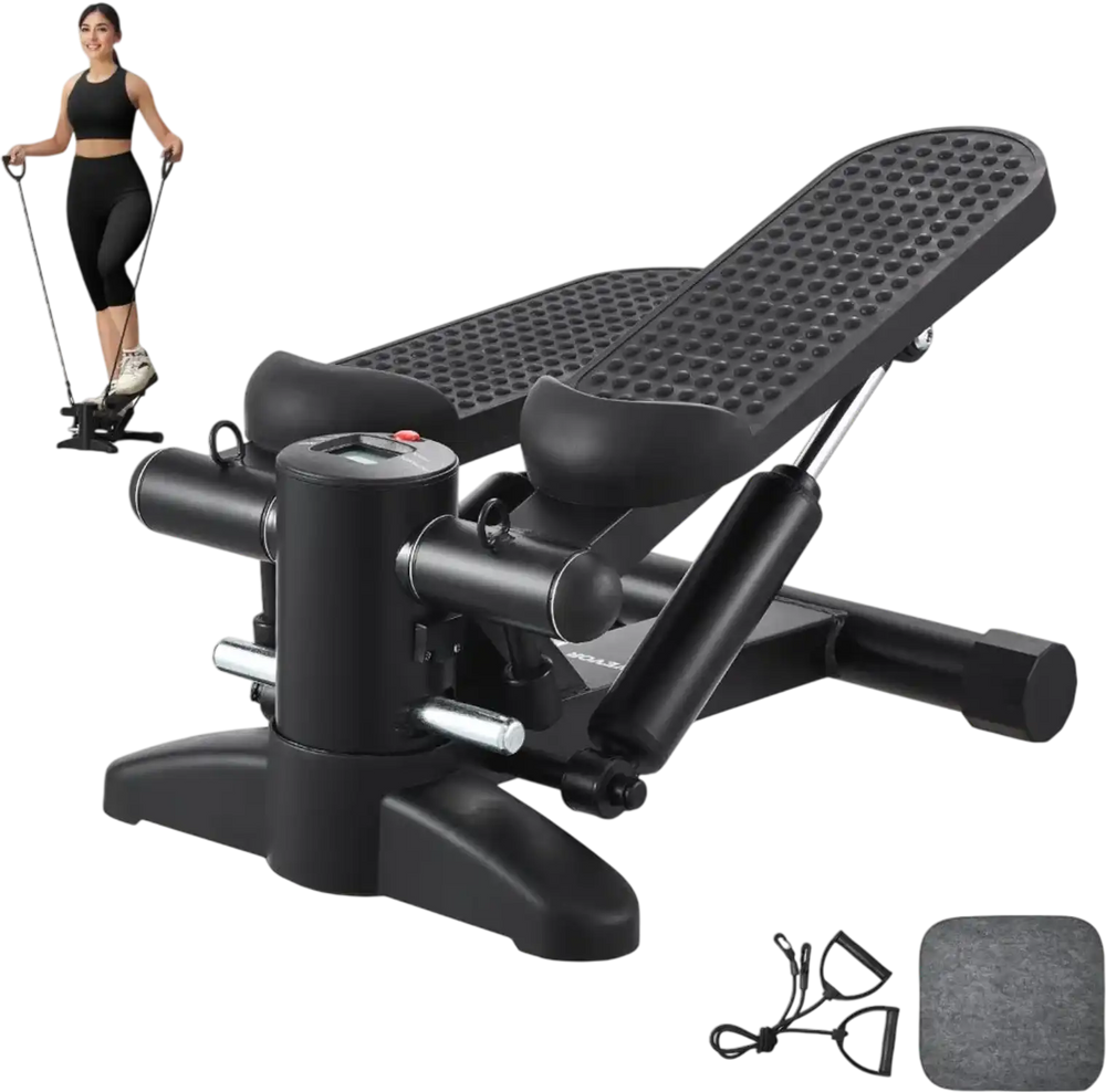 VEVOR Stair Stepper, Mini Stepper for Exercise at Home, Hydraulic Fitness Stepper with Resistance Bands, Full Body Workout Cardio Equipment, Stair Climber with LCD Monitor, 330LBS Load Capacity