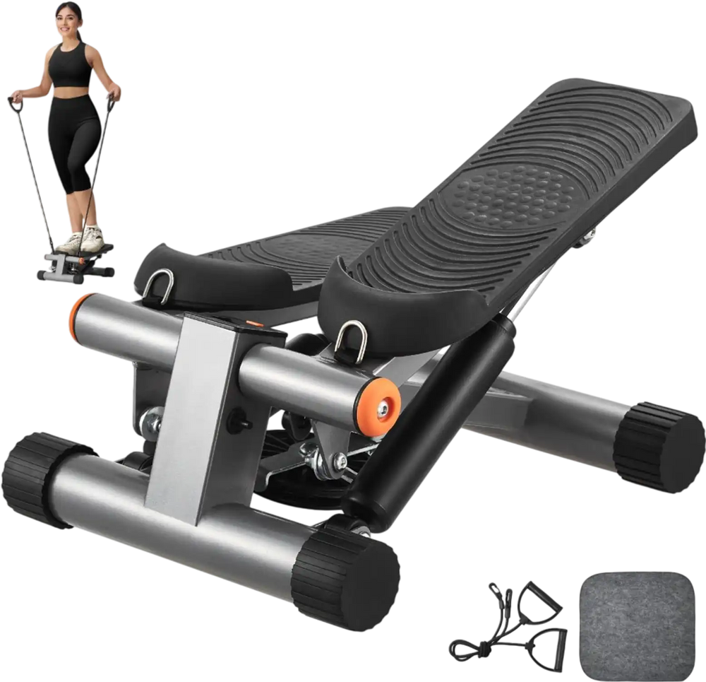 VEVOR Stair Stepper, Mini Stepper for Exercise at Home, Hydraulic Fitness Stepper with Resistance Bands, Full Body Workout Cardio Equipment, Stair Climber with LCD Monitor, 330LBS Load Capacity