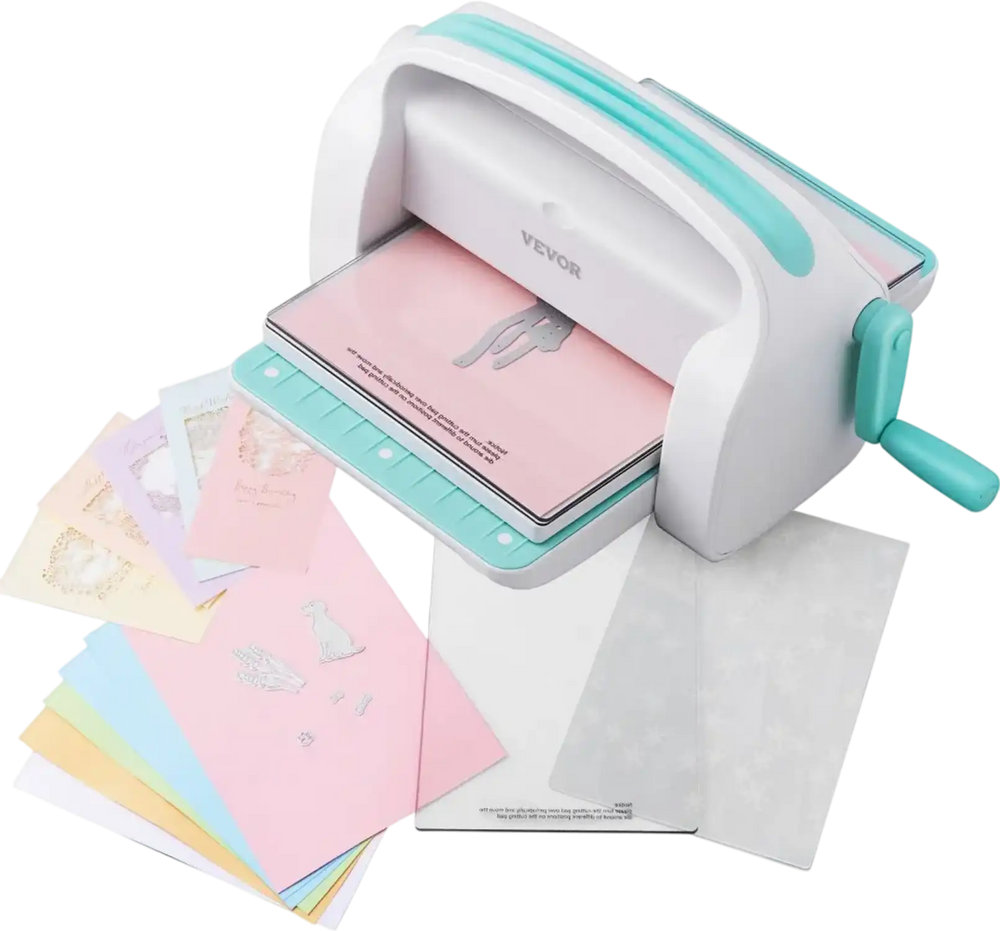 VEVOR Manual Die Cutting & Embossing Machine, Portable Cut Machines, 9 inch Opening Scrapbooking Machine Full Kit Included, For Arts & Crafts, Scrapbooking, Card Making and Crafting, White