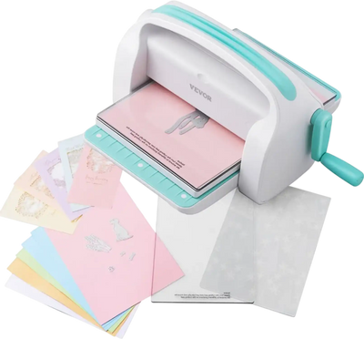 VEVOR Manual Die Cutting & Embossing Machine, Portable Cut Machines, 9 inch Opening Scrapbooking Machine Full Kit Included, For Arts & Crafts, Scrapbooking, Card Making and Crafting, White