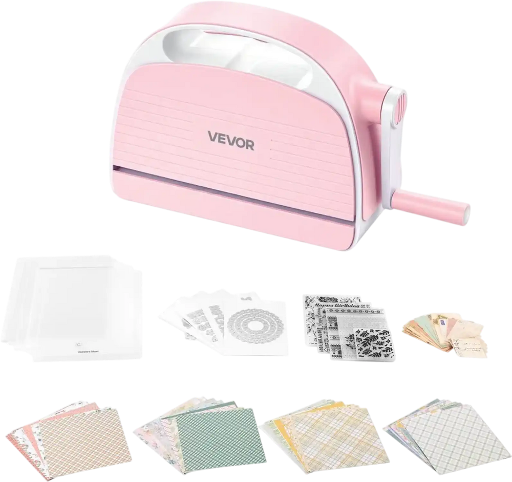 VEVOR Manual Die Cutting and Embossing Machine, 6" Opening, Portable Die Cut Machine Set with Cutting Dies, Embossing Folders, Paper Sheets, Cutting Plates, for Scrapbooking, Card Making, Crafting