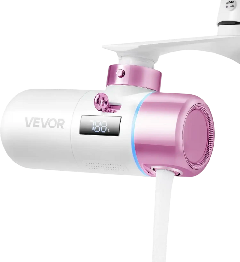 VEVOR Skincare Water Filter, Faucet Mount Water Filters with Micro-nano Bubble for Skin, Sink Tap Purifier, Removes Chlorine with 1 Filter, for Kitchen and Bathroom Faucets, Pink + Gold