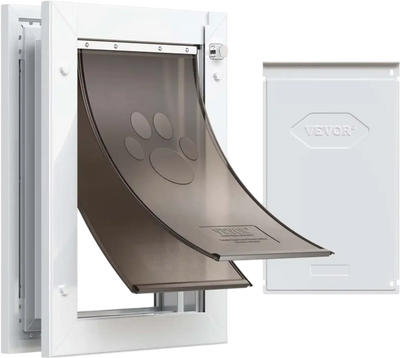 Vevor Pet Door Medium Double Magnetic Flaps Metal Frame White New