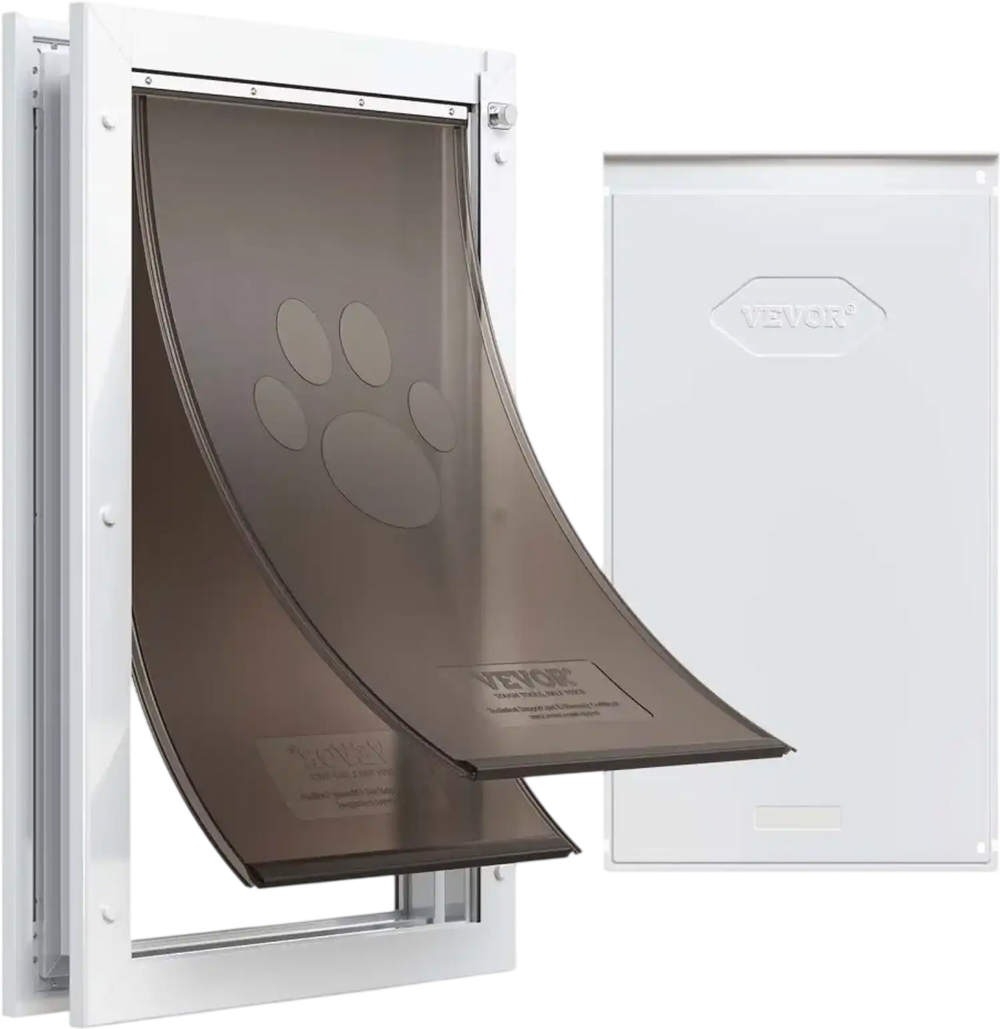 VEVOR Pet Door, X-Large, with Double Magnetic Flaps and Metal Frame, Strong and Weatherproof Dog Door for Interior and Exterior Doors, Easy to Install, Easy In-and-Out Access for Doggies, White