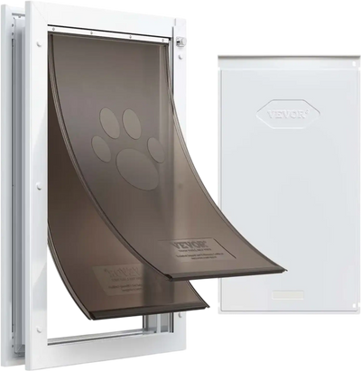 VEVOR Pet Door, X-Large, with Double Magnetic Flaps and Metal Frame, Strong and Weatherproof Dog Door for Interior and Exterior Doors, Easy to Install, Easy In-and-Out Access for Doggies, White
