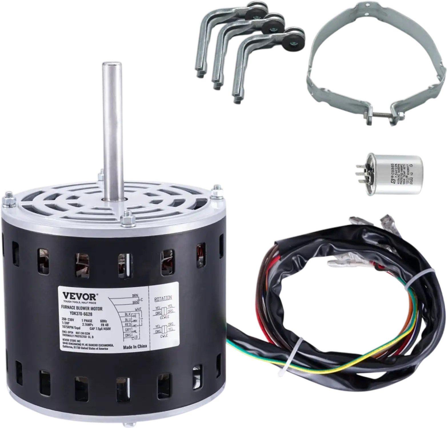 Vevor Furnace Blower Motor 1/2HP 208/230V 1075RPM 5-Speed CW/CCW New