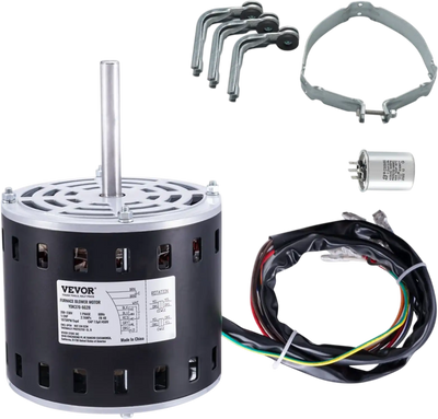 VEVOR 1/2HP Furnace Blower Motor, 208/230V 2.7Amps, 1075RPM 5 Speeds, CW/CCW Rotation, 48 Frame 3.4