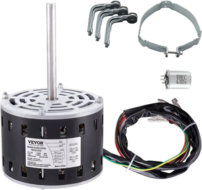 VEVOR 1/3HP Furnace Blower Motor, 110/120V 4.4Amps, 1075RPM 4 Speeds, CW/CCW Rotation, 48 Frame 5.2