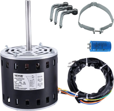 VEVOR 3/4HP Furnace Blower Motor, 208/230V 3.85Amps, 1075RPM 5 Speeds, CW/CCW Rotation, 48 Frame 4.8