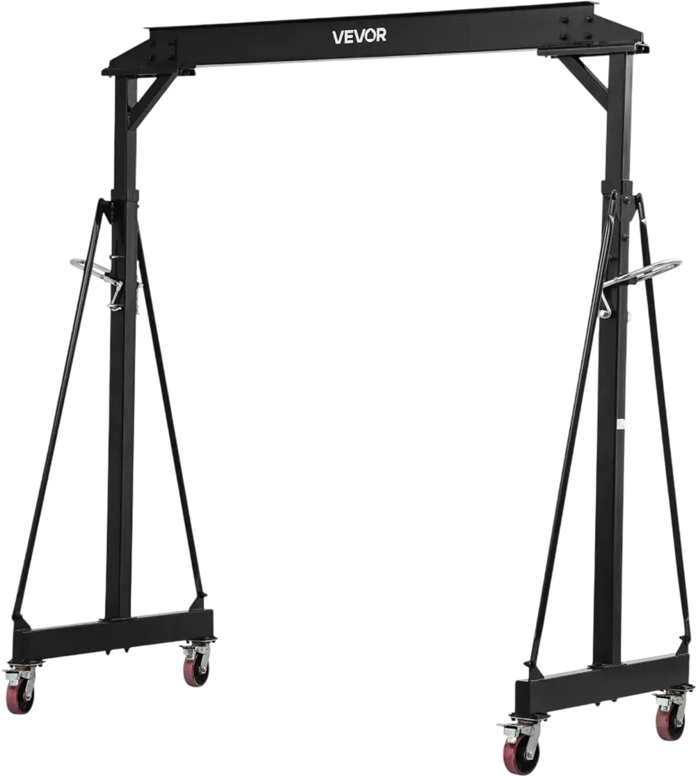 VEVOR Adjustable Gantry Crane, 4400 lbs Capacity, Portable Shop Lift Hoist with 98.8" to 146.1" Height Adjustable, Locking Wheels, Steel Construction, for Factory, Warehouse, Auto Repair, Frame Only