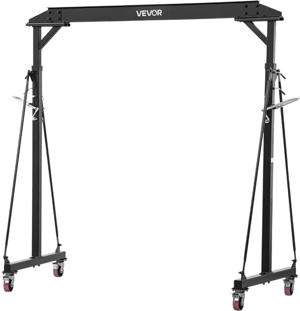VEVOR Adjustable Gantry Crane, 2200 lbs Capacity, Portable Shop Lift Hoist with 95.7" to 142.9" Height Adjustable, Locking Wheels, Steel Construction, for Factory, Warehouse, Auto Repair, Frame Only