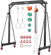 VEVOR Adjustable Gantry Crane, 4400 lbs Capacity, Portable Shop Lift Hoist with 99.6-146.9 in Height Adjustable, Manual Trolley, Hoist, Sling, Shackles, Hooks, for Garage Factory Warehouse Auto Repair