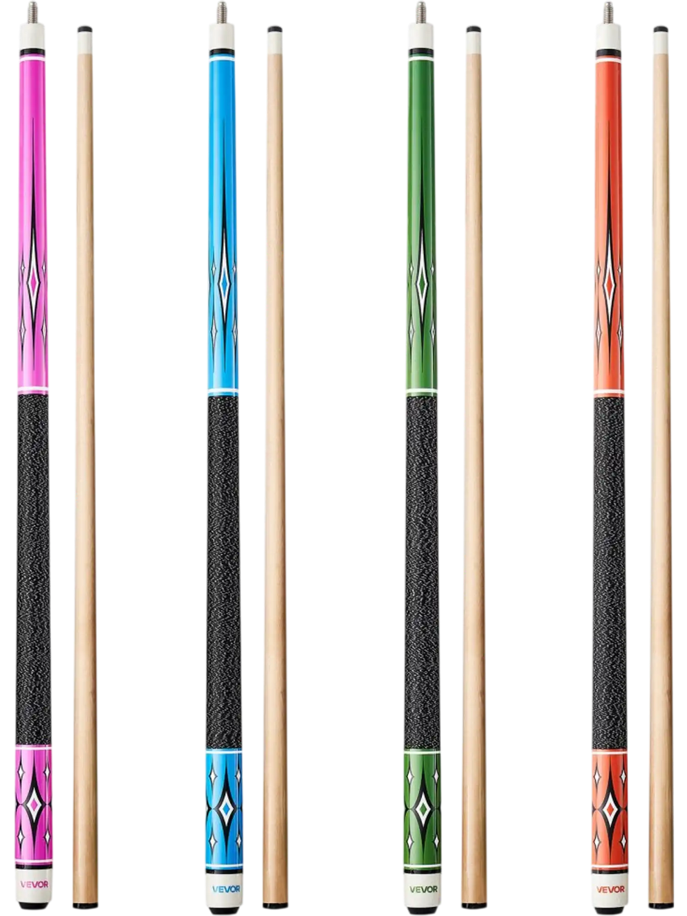 VEVOR Pool Cue, 4 Pieces Pool Stick, 58 inch Canadian Maple Wood Billiard Pools Stick with ABS Connection Ring, Cues Sticks for Professional Pool Table, Bar, Home, Office, 18 oz, 19 oz, 20 oz, 21 oz