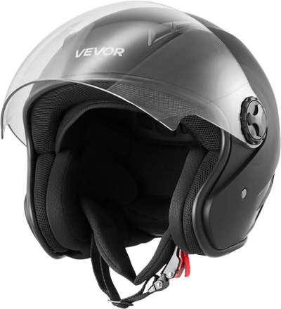 Vevor Motorcycle Helmet 3/4 Open Face DOT Approved Clear Visor Matte Black L New