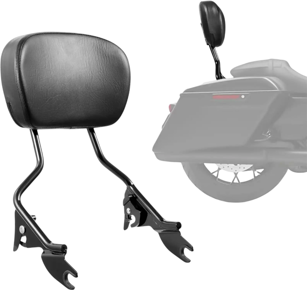 Detachable Motorcycle Passenger Backrest, Compatible with Harley-Davidson Touring, Street Glide, Road Glide, Road King, 16-Inch Height, Black