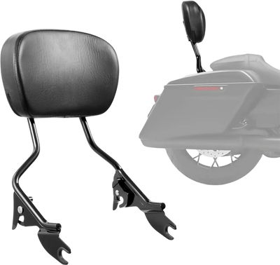 Detachable Motorcycle Passenger Backrest, Compatible with Harley-Davidson Touring, Street Glide, Road Glide, Road King, 16-Inch Height, Black