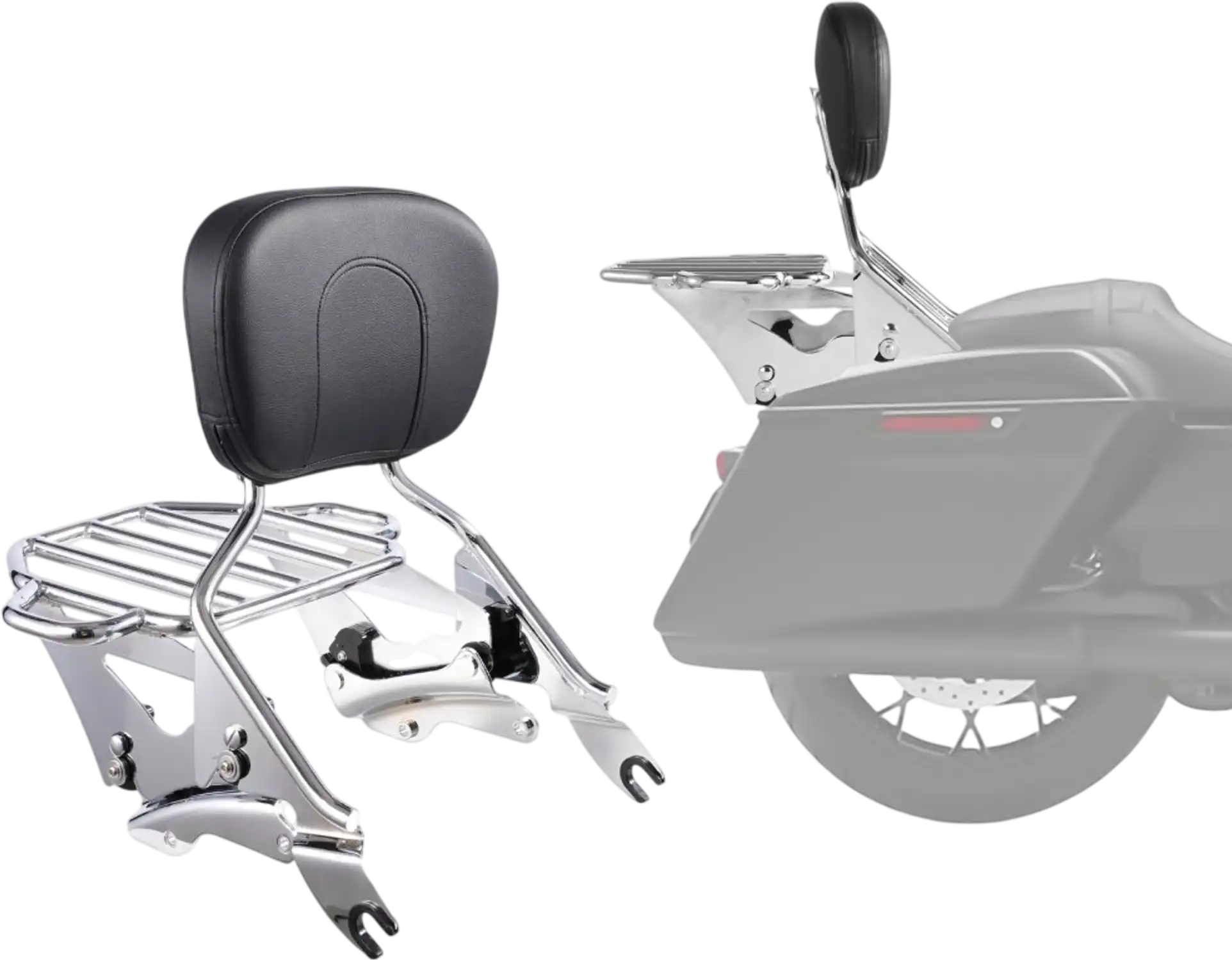 Vevor Motorcycle Backrest Sissy Bar with Luggage Rack for Harley-Davidson Touring Models 2009-2024 New