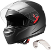 VEVOR Motorcycle Helmet, Full Face, Adult Motocross Dirt Bike Helmet with Tinted and Clear Dual Visor, Motorbike Racing Street with Detachable Liner for Men & Women, DOT Approved, (Matte Black, L)