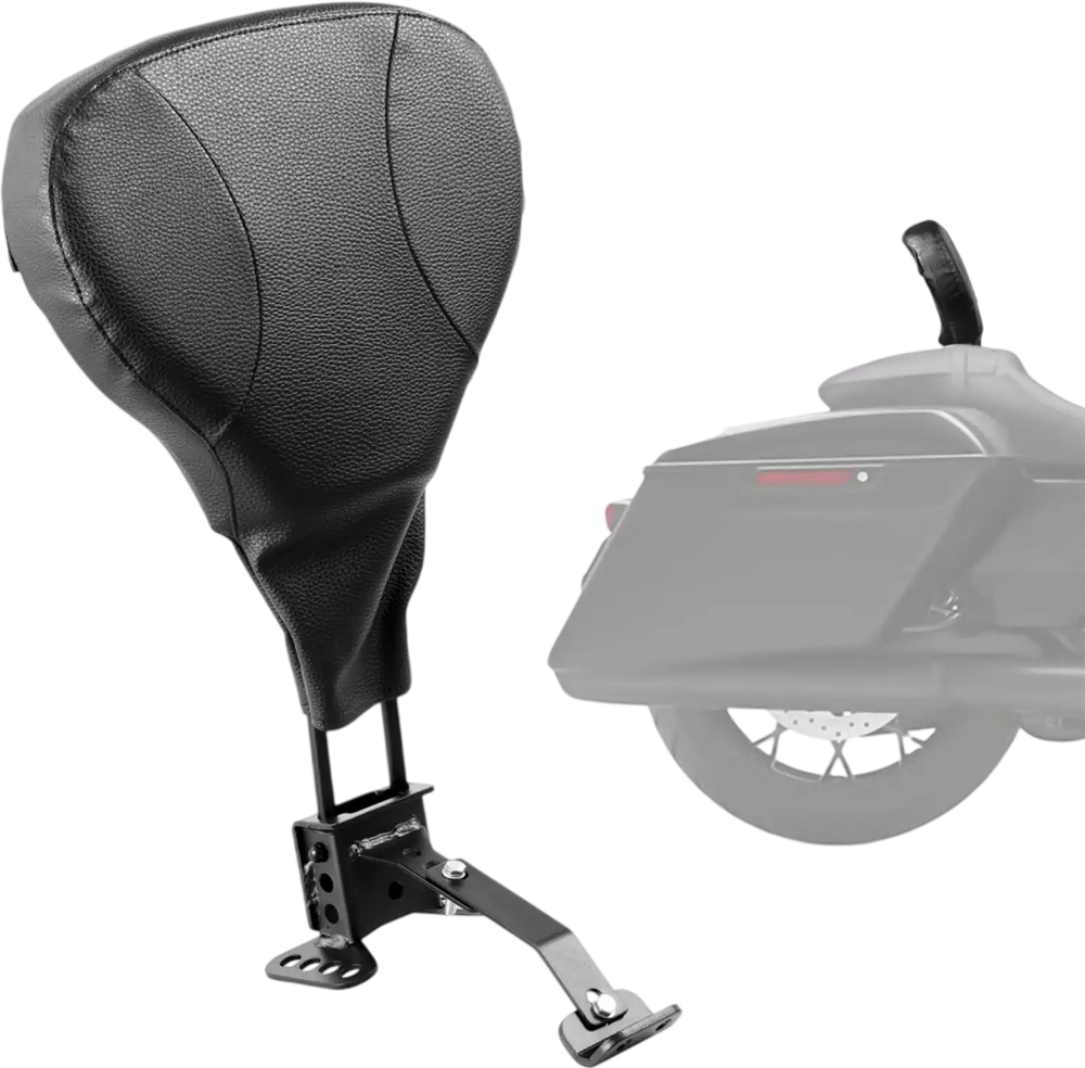 Adjustable Motorcycle Backrest Sissy Bar, Fit Harley Touring Models 2009-2024 with One-piece Slotted Seat, Street Glide, Road Glide, and Road King, Detachable Rider Backrest for Motorcycles, Black