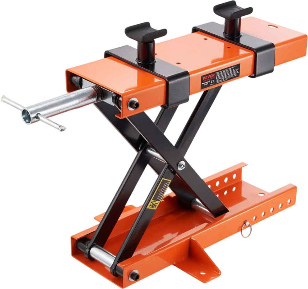 VEVOR Motorcycle Lift, 500 kg Motorcycle Center Scissor Lift Jack with Saddle & Safety Pin, Steel Motorcycle Jack Hoist Stand for Street Bikes, Cruiser Bikes, Touring Motorcycles