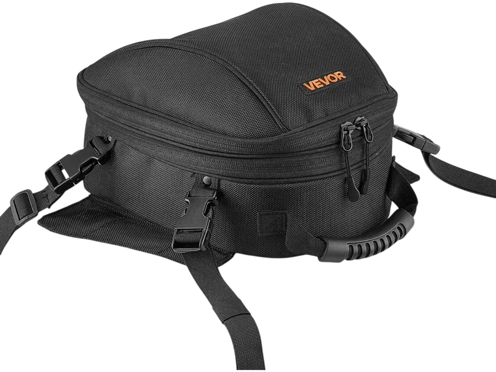 VEVOR Magnetic Tank Bag, Large Black Motorcycle Storage Bag Magnetic Base, Fits ADV, Sport, Touring, and Dirt Bikes, Touchscreen Phone Map Pocket, YKK Zippers, Motorbike Backpack, Included Rain Cover