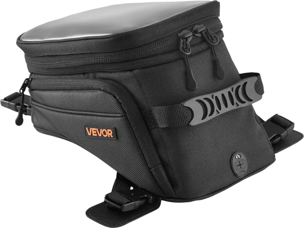 VEVOR Motorcycle Tank Bag Extra Large Black Motorbike Storage Bag Accessory, For ADV, Dual Sport, Touring & Dirt Bikes, Touchscreen Phone Map Pocket, YKK Zippers, Quick-Release Straps, with Rain Cover