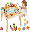 VEVOR Montessori Activity Table for Toddler 1-3 Years Old, 8 in 1 Wooden Learn Activity Desk, Baby Play Table for Boys & Girls Aged 6+ Months, Great Birthday, Christmas, Children's Day Present