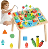 VEVOR Montessori Activity Table for Toddler 1-3 Years Old, 13 in 1 Wooden Learn Activity Desk, Baby Play Table for Boys & Girls Aged 6+ Months, Great Birthday, Christmas, Children's Day Present